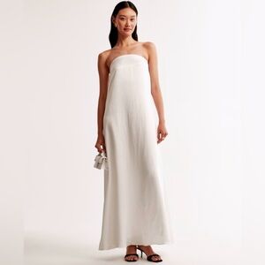 NWT {Abercrombie & Fitch} White Strapless Trapeze Maxi Dress